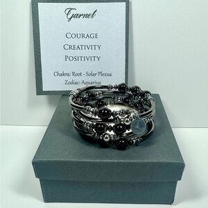 Garnet Gemstone Wire Wrap Bracelet